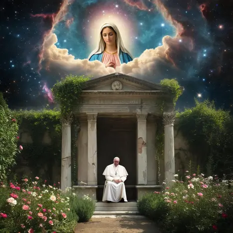 Pope Francis Pope Francis with the Virgin Mary overlooking